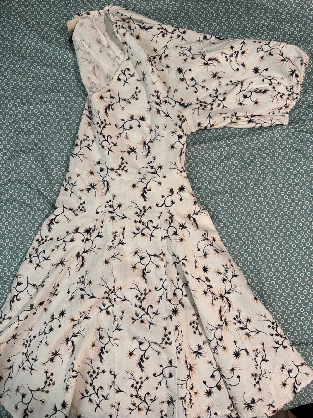 Universal Thread Cream One-Shoulder Floral Fit-and-Flare Dress